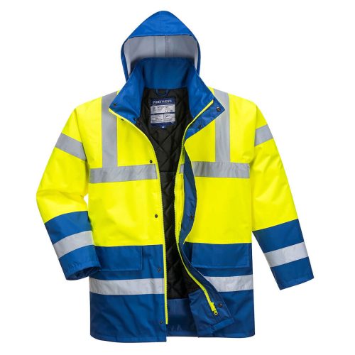 Portwest S466 - Kontraszt Traffic kabát, sárga/royal kék