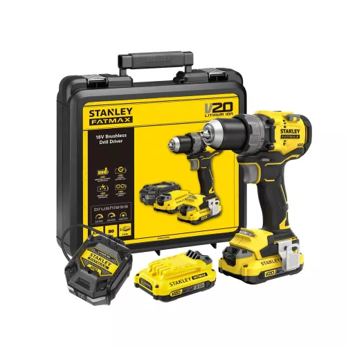 Stanley SFMCD725D2K Fatmax 18 volt-os V20 akkumulátoros fúrócsavarozó kefe nélküli
