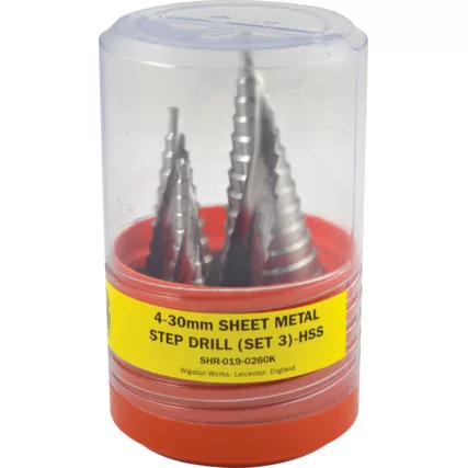 SHERWOOD 4-30mm lépcsős lemezfúró készlet 3db-os (4-12, 4-20, 4-30)