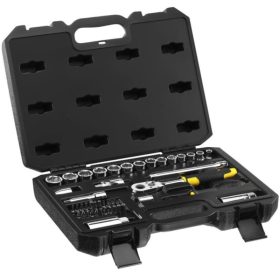   Stanley 3/8" dugókulcs szett 5 fokonkénti fogazással, 45 részes kemény dobozban