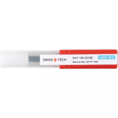 SwissTech. M5X0.8 KÉK GYŰRŰS HSS-EV EGYENES HORNYÚ GÉPI MENETFÚRÓ - OXIDÁLT