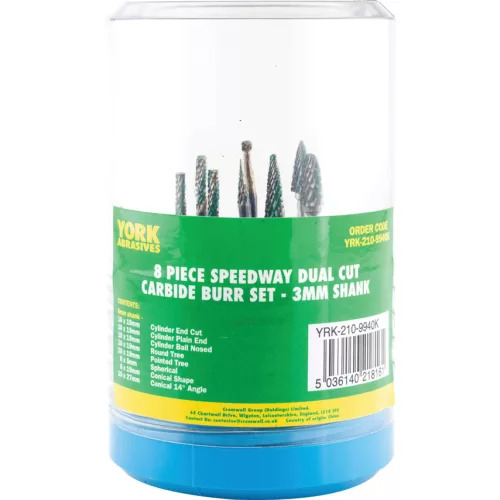 York. VÁLTAKOZÓ FOGAZÁSÚ TURBÓMARÓ KÉSZLET 3MM-ES SZÁRRAL, 8 DB-OS